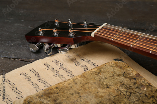 Acoustic guitar, headphones...