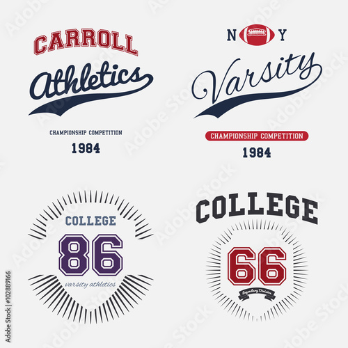 Varsity College Print Vector Illustration