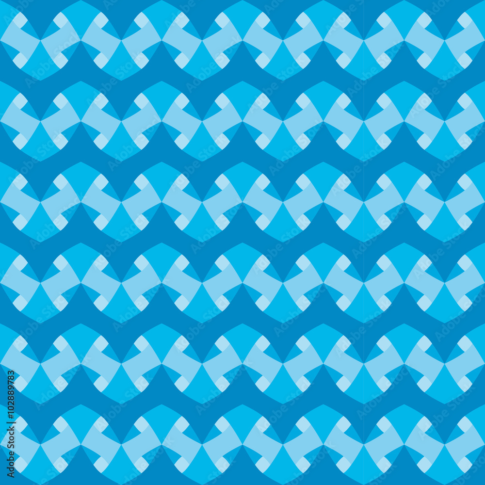 Fototapeta premium Geometric pattern with dark and light blue decorations