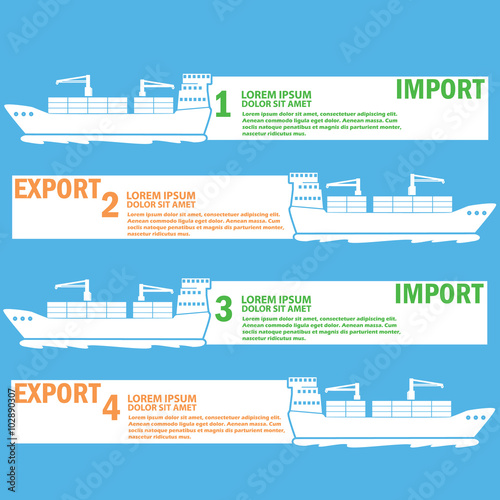 White marine cargo ship bound for export and import goods,
