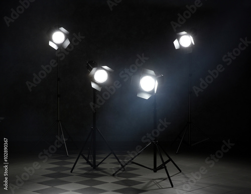 Lighting equipment on grey wall