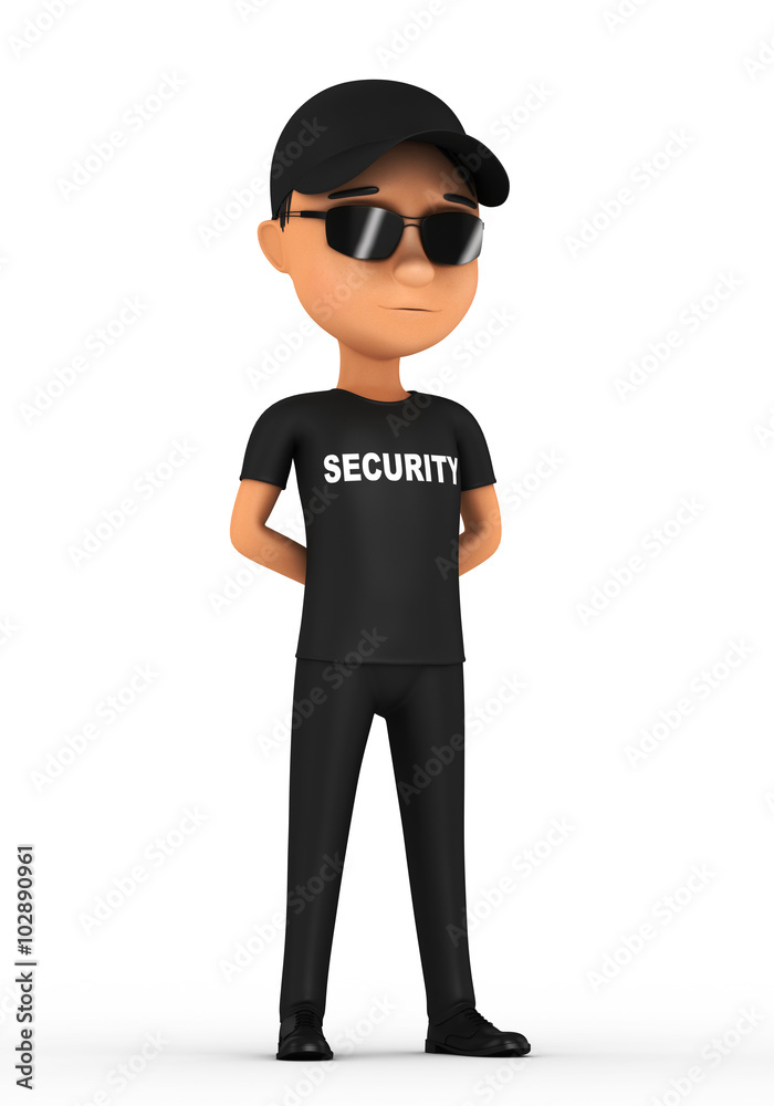 3d man guard on a white background