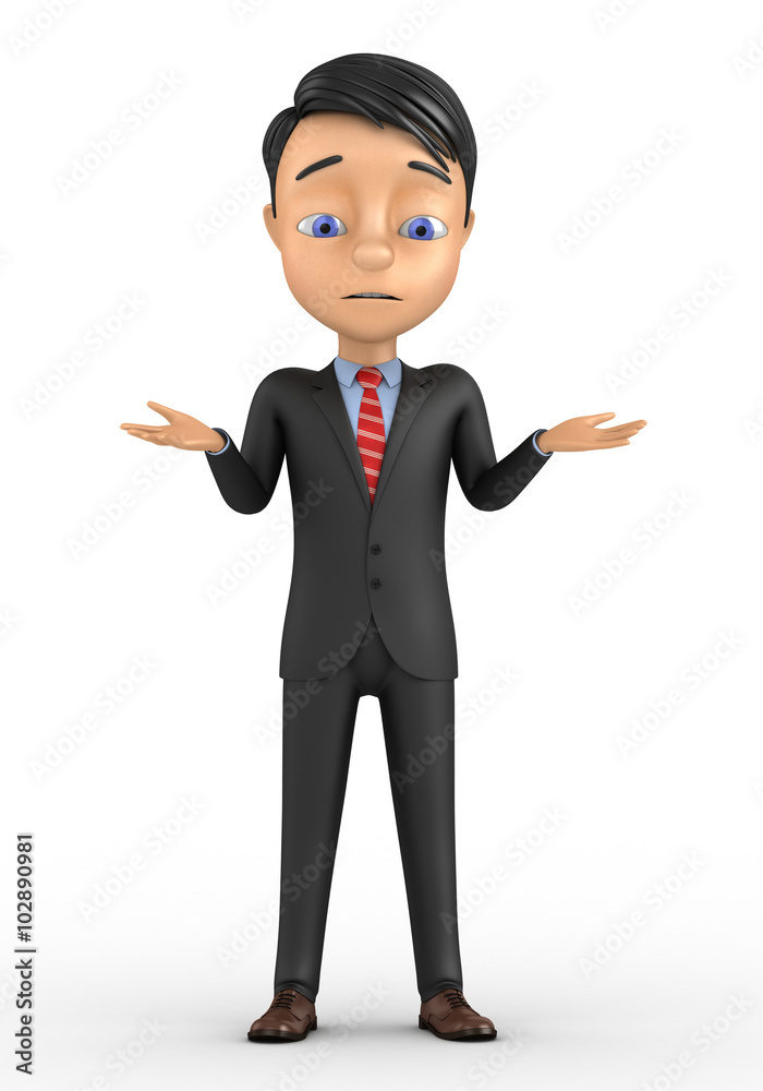 3d man standing and having no idea isolated over white backgroun 3d man standing and having no idea isolated over white backgroun