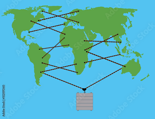 cargo laces connects continents / continents tied shoelaces and pulls their load