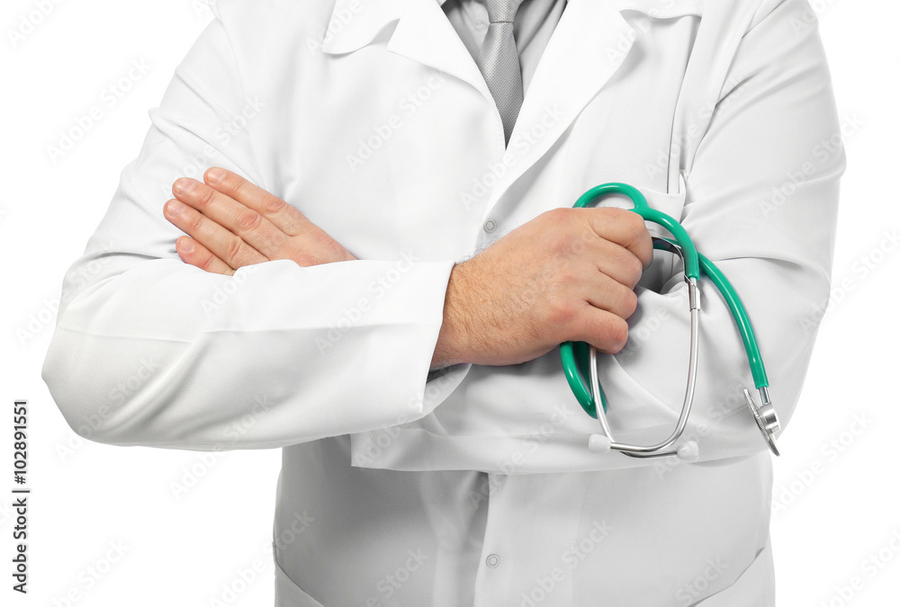 Doctor with stethoscope, isolated on white Doctor with stethoscope, isolated on white