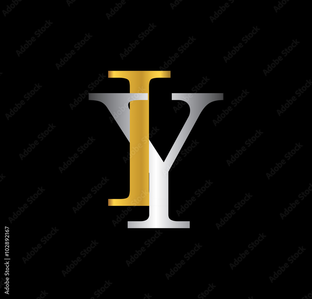 IY initial letter with gold and silver IY initial letter with gold and silver