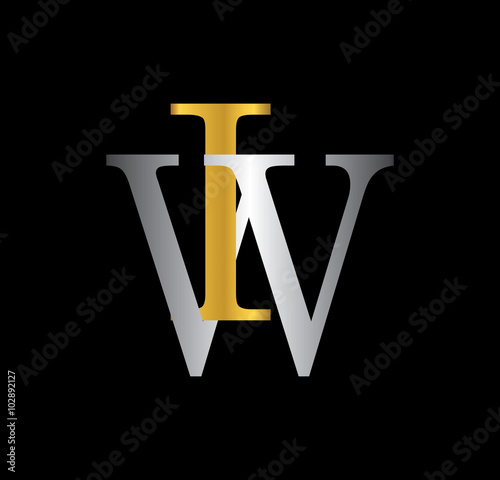 IW initial letter with gold and silver