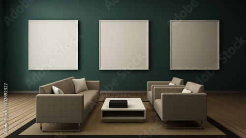 modern living room interior frame on wall © methajam
