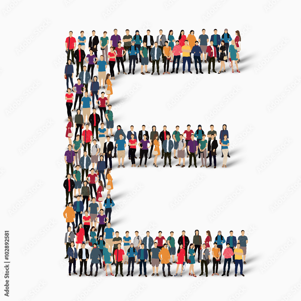 group  people  shape letter E 