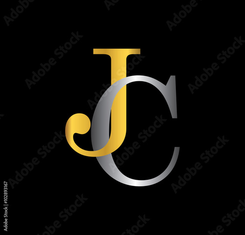 JC initial letter with gold and silver