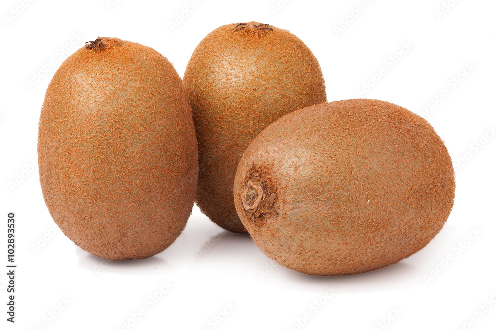 Three kiwi fruit on white isolated background Three kiwi fruit on white isolated background
