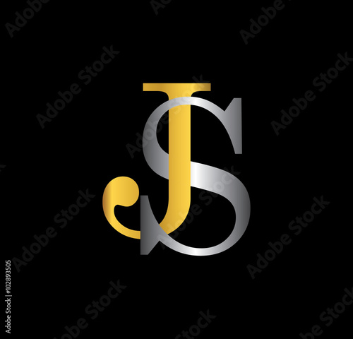 JS initial letter with gold and silver