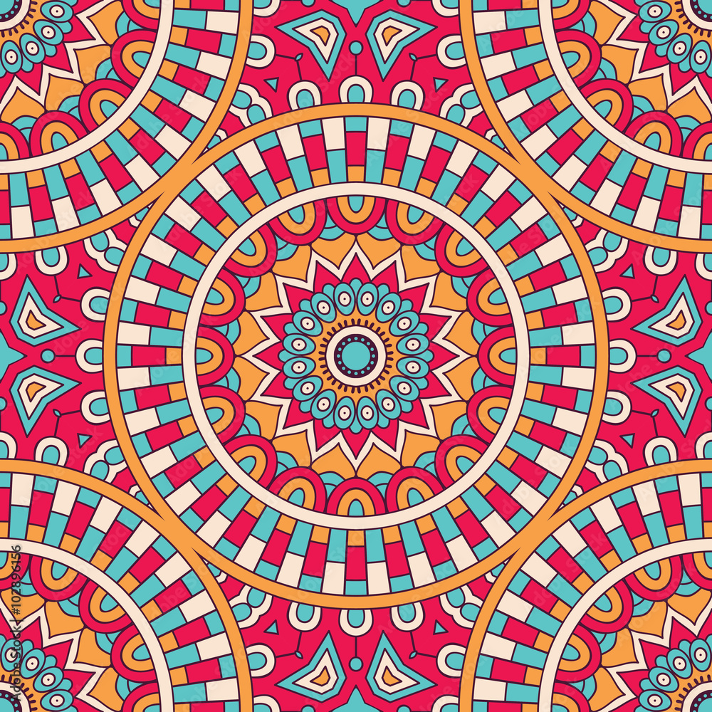 Fototapeta premium Ethnic floral seamless pattern