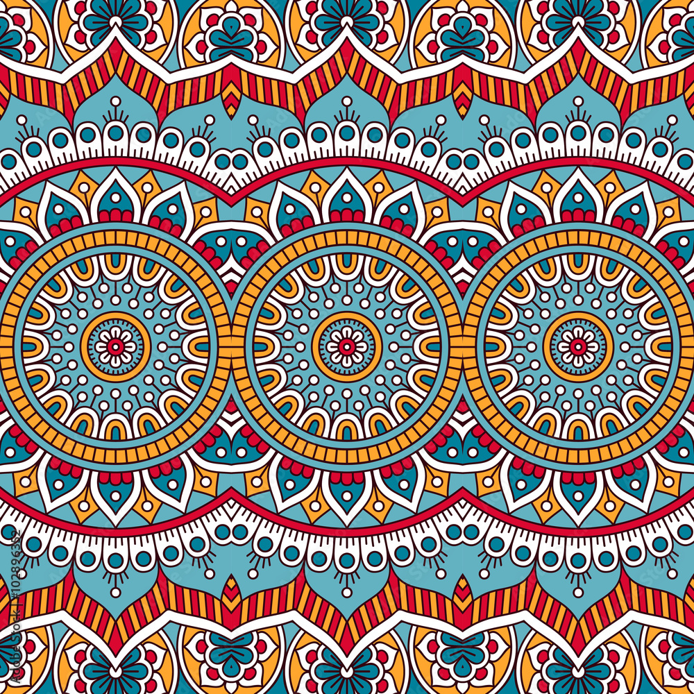 Fototapeta premium Ethnic floral seamless pattern
