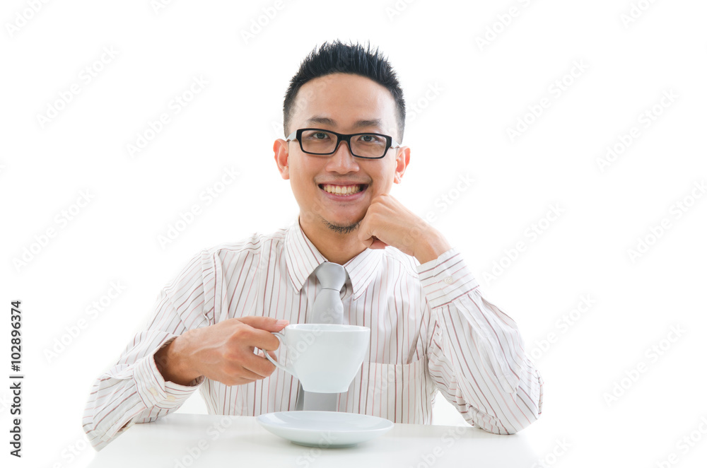 asian business male drinking coffee asian business male drinking coffee