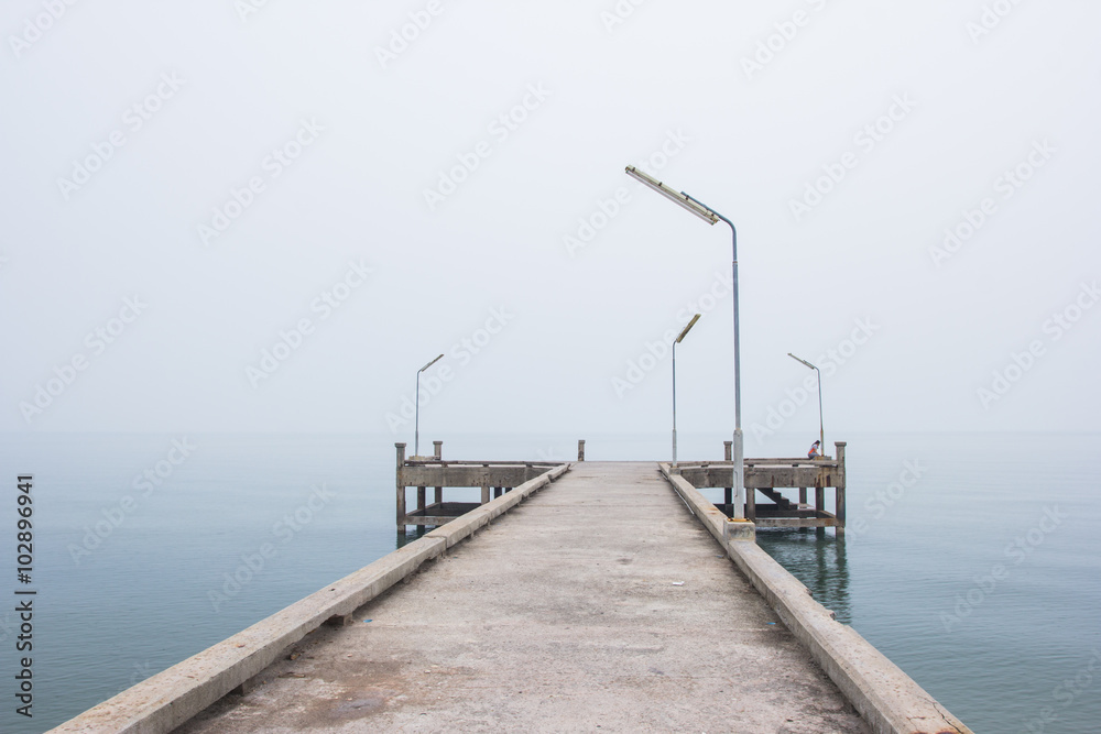 Pier concrete bridge to the sea