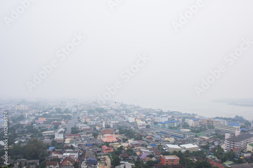 Blur Smoke from forest fires covered city