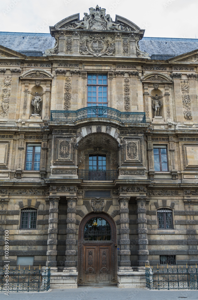 Paris France 2014 April 21,  Details on the historic buildings and roadways around Paris