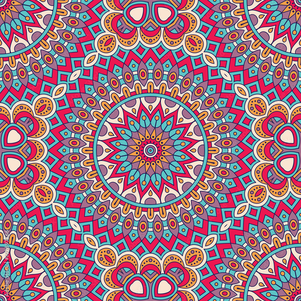 Ethnic floral seamless pattern