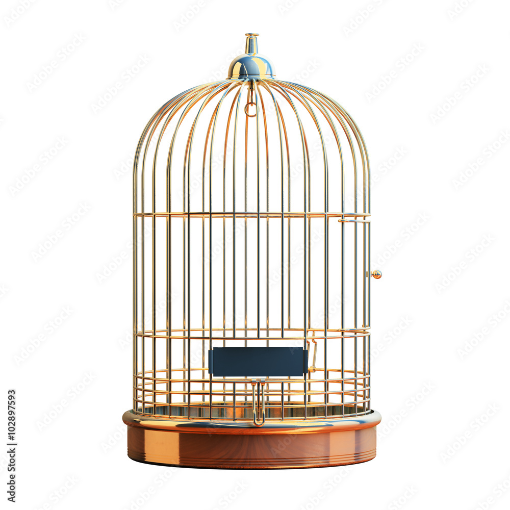 Empty gilded cage isolated Empty gilded cage isolated