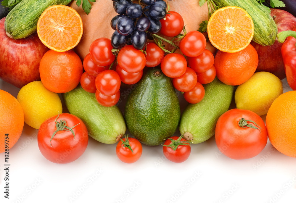 fruits and vegetables isolated on white background fruits and vegetables isolated on white background