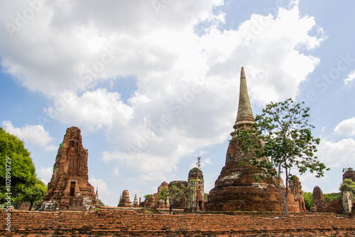 Tourist travel to visit ancient pagoda at Wat Mahathat temple  Ayutthaya  Thailand