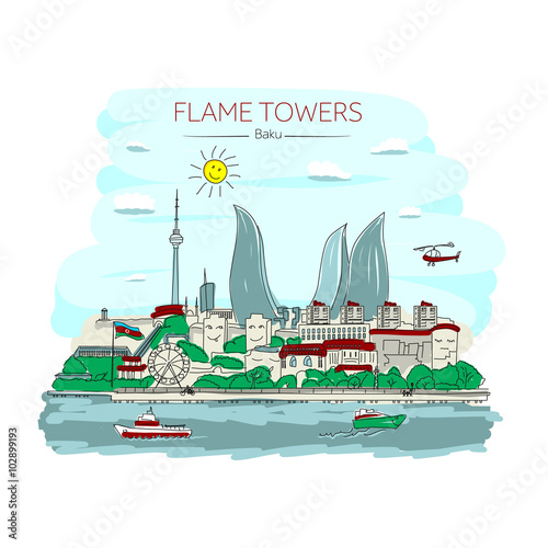 Flame Towers Baku. Azerbaijan.