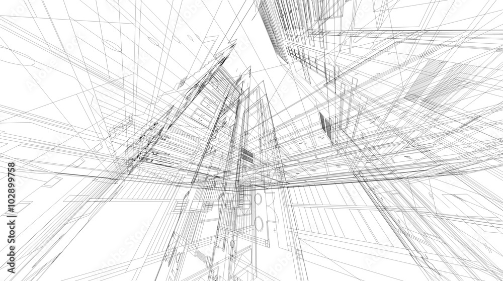 Abstract 3D rendering of matrix wireframe space. Abstract 3D rendering of matrix wireframe space.