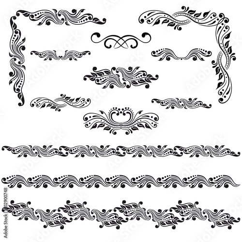 Vector set of borders, decorative elements.