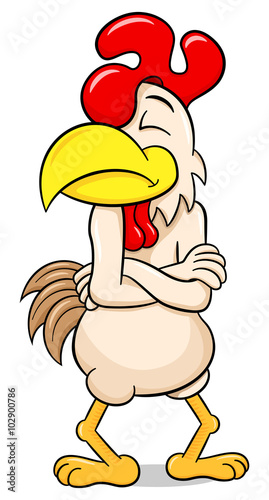 beleidigtes Huhn mit verschränkten Armen