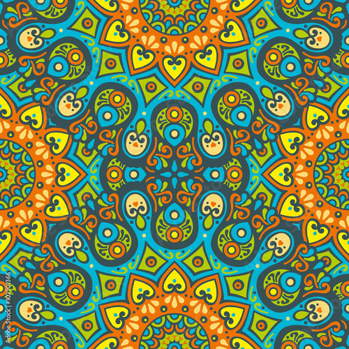 Ethnic floral seamless pattern