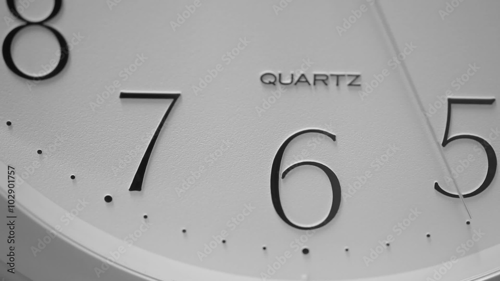 Analog quartz clock ticking close up No.5-6-7-8 Analog quartz clock ticking close up No.5-6-7-8