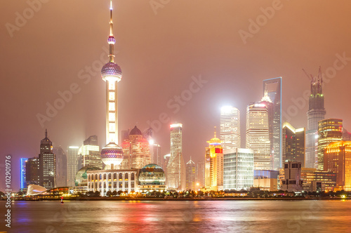Photography light trails on the modern building background in shanghai china