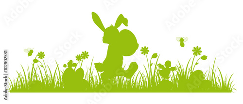 green Silhouette Easter Bunny