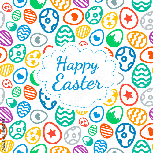 Happy Easter greeting card background color of the eggs seamless pattern