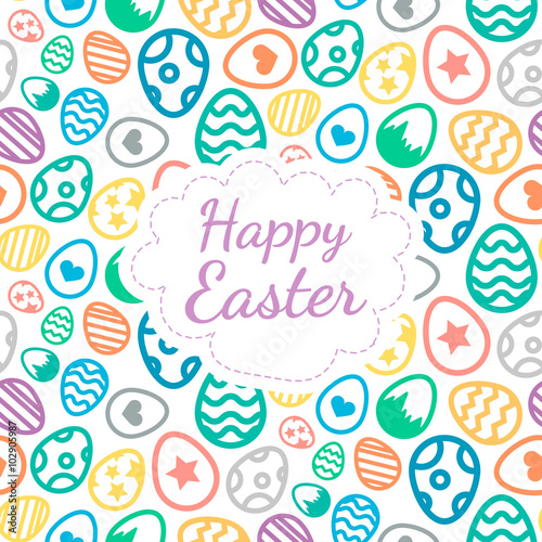 Happy Easter greeting card background color of the eggs seamless pattern