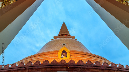 Phra Pathom Chedi the tallest and biggest stupa  pagoda in the world. It is located in the town of Nakhon Pathom  Thailand.