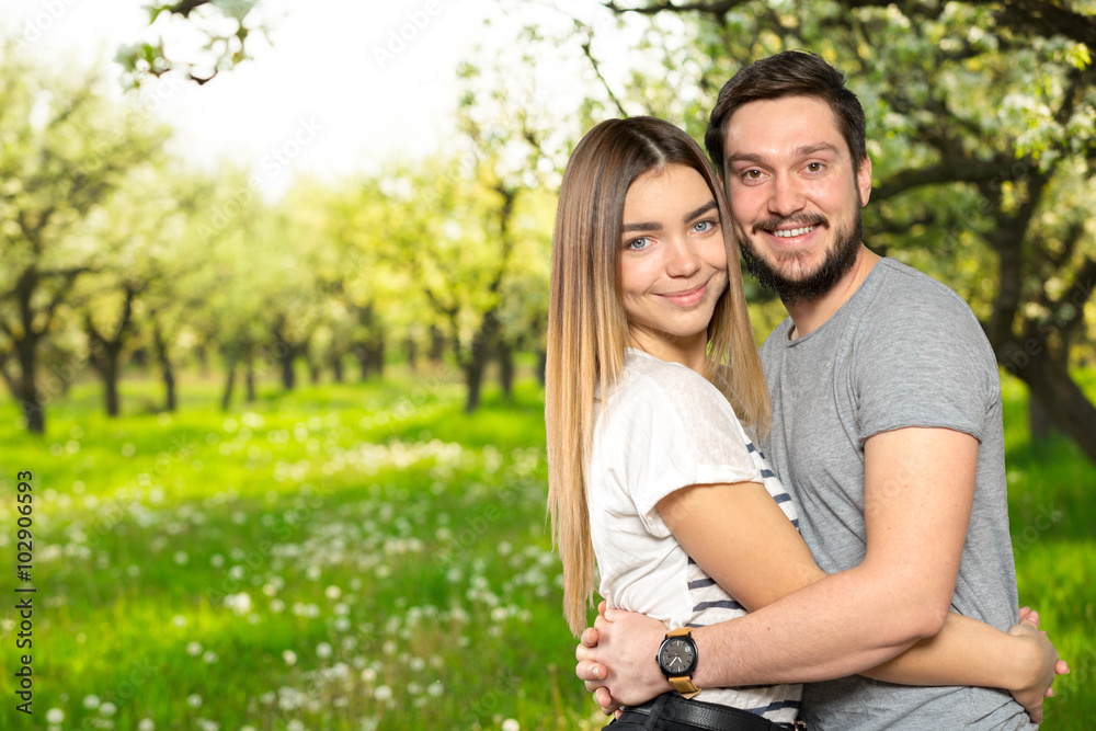 Cheerful young couple standing Cheerful young couple standing