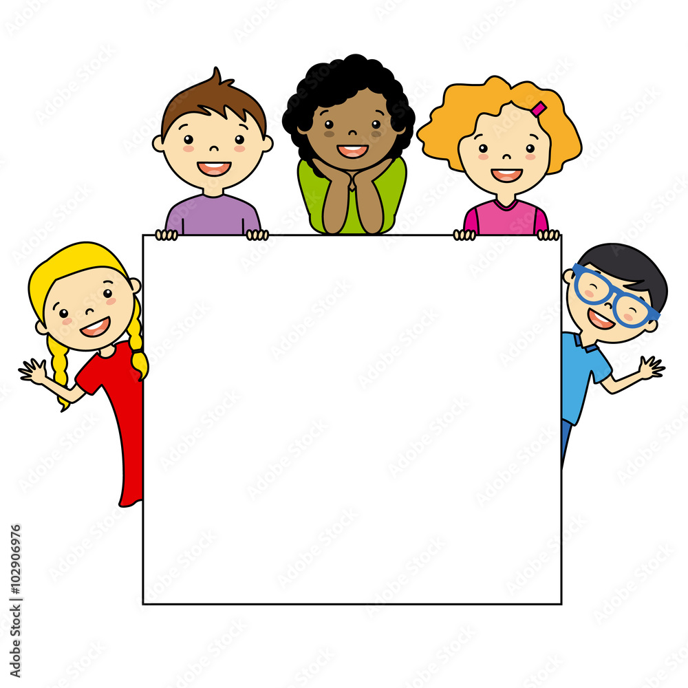 Children holding board. space for text or photo Children holding board. space for text or photo