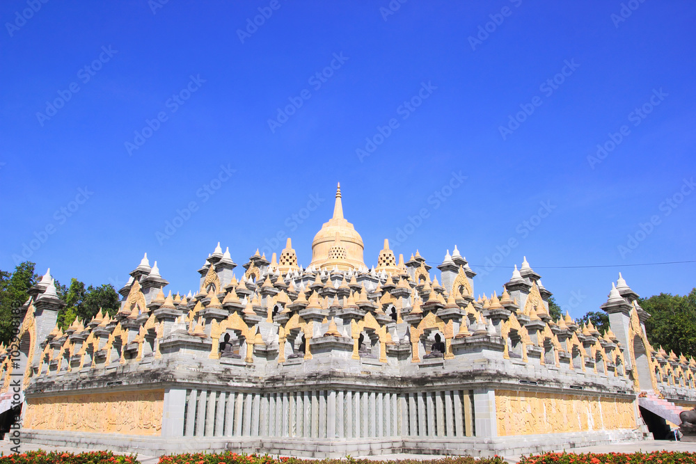 Sandstone Pagoda in Pa Kung Temple at Roi Et of Thailand. There is a place for meditation. Sandstone Pagoda in Pa Kung Temple at Roi Et of Thailand. There is a place for meditation.