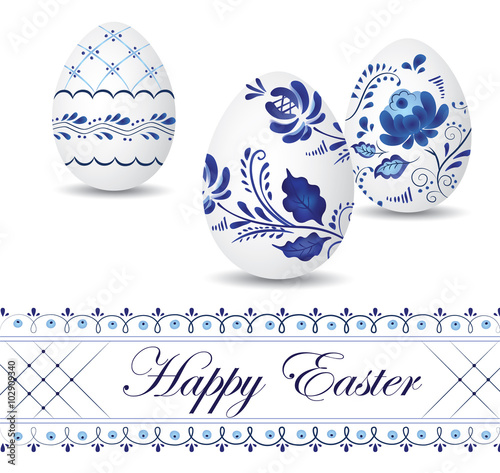 Happy easter card with decorated eggs