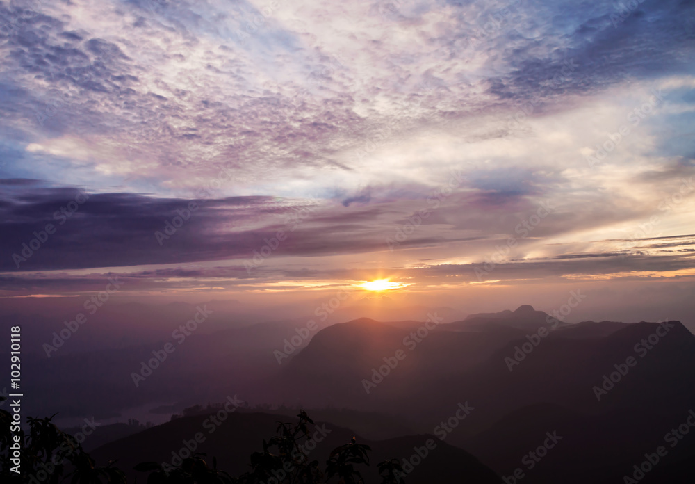 Sunrise on the top of Adam's peak