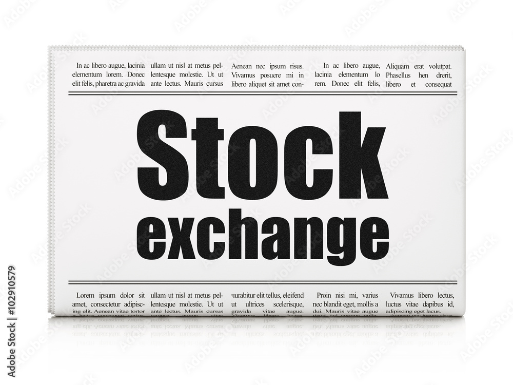 Finance concept: newspaper headline Stock Exchange