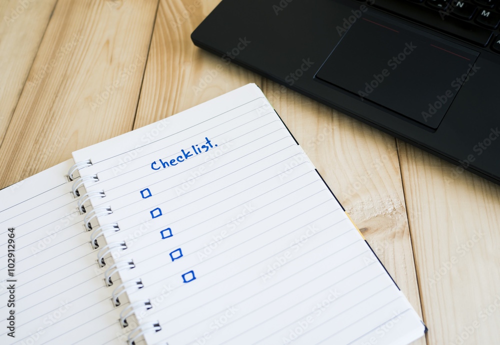 Checklist on notebook 20