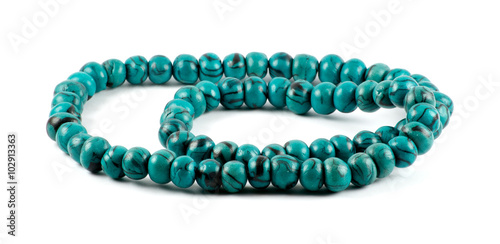 Isolated green bead necklace