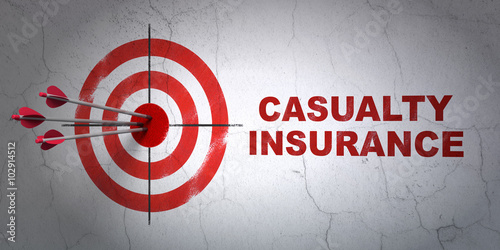 Fotografía Insurance concept: target and Casualty Insurance on wall background