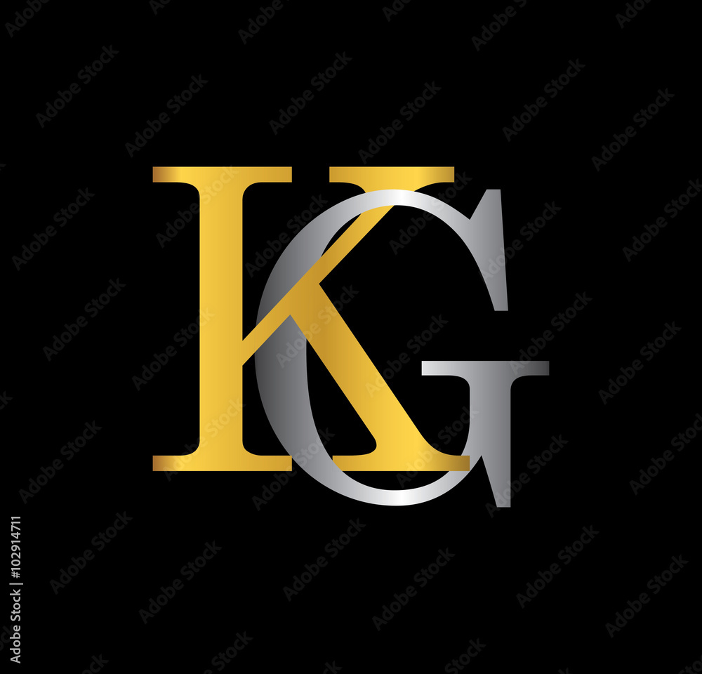KG initial letter with gold and silver