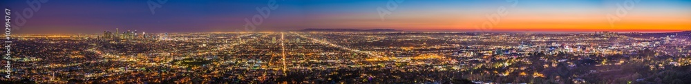 Panoramic view over downtown Los Angeles