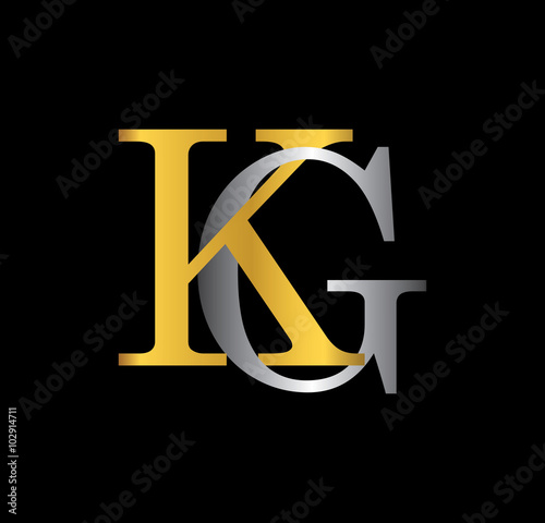 KG initial letter with gold and silver