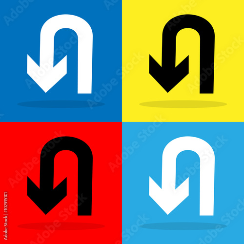 U-Turn icon set Vector EPS10, Great for any use.